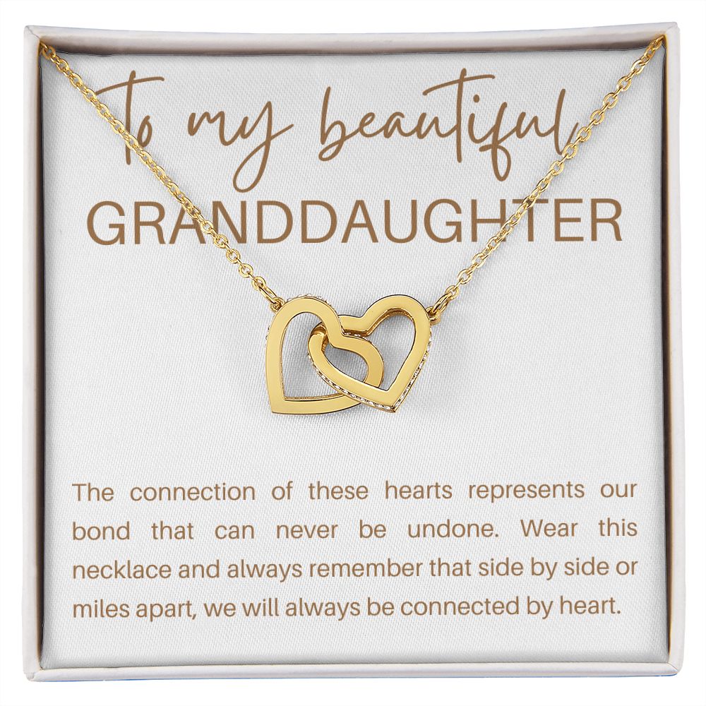 Interlocking Hearts Necklace, Gift to Granddaughter - Connection of Hearts - Birthday, Gradua