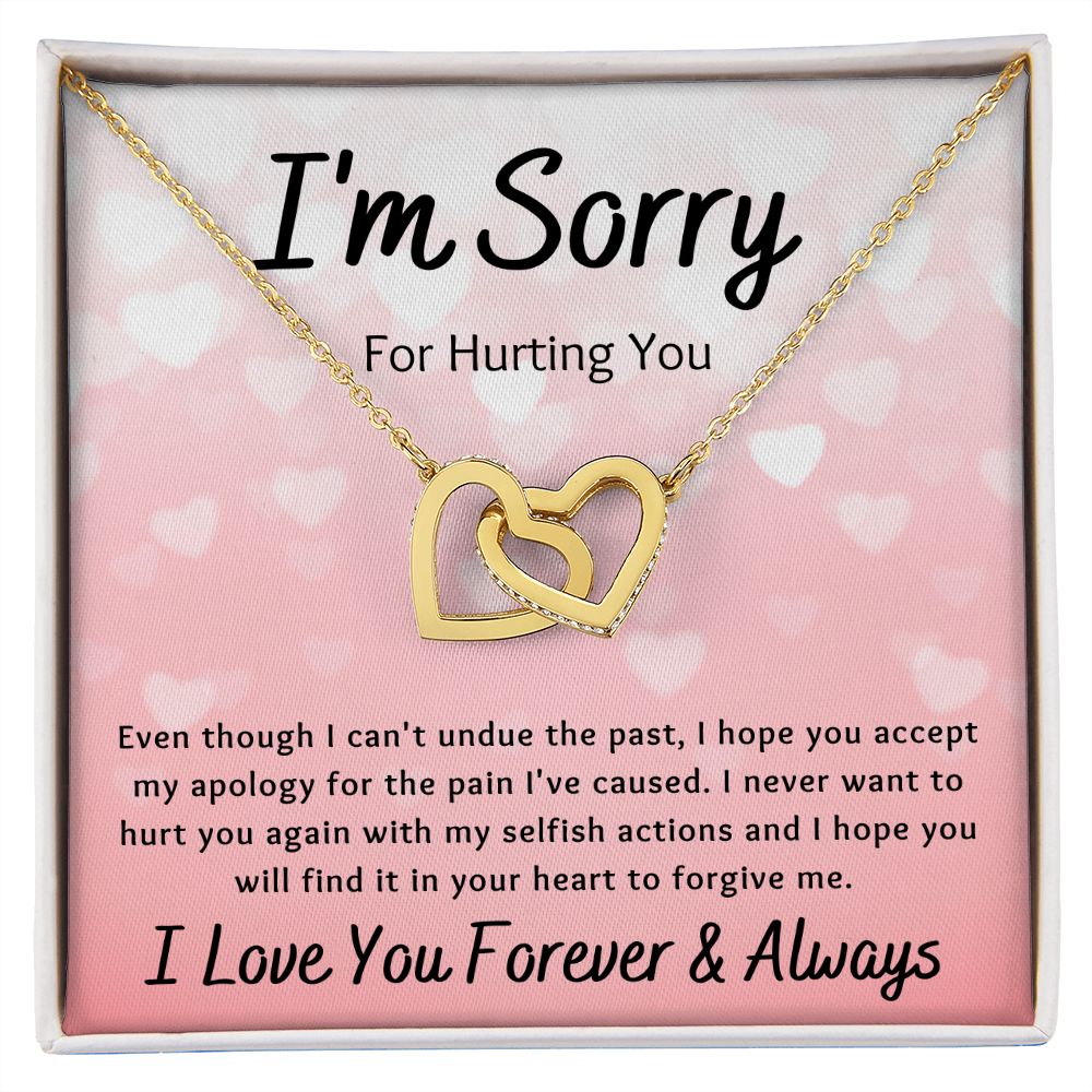 Interlocking Hearts Necklace, Gift to Wife, Girlfriend, Soulmate - Apology I'm Sorry Gift