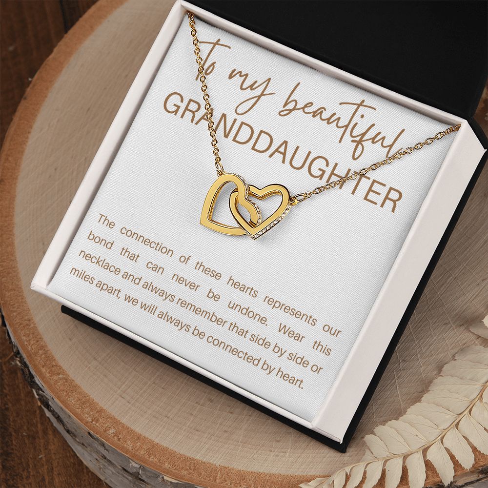 Interlocking Hearts Necklace, Gift to Granddaughter - Connection of Hearts - Birthday, Gradua
