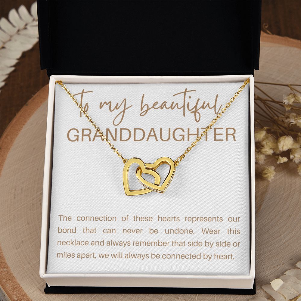 Interlocking Hearts Necklace, Gift to Granddaughter - Connection of Hearts - Birthday, Gradua