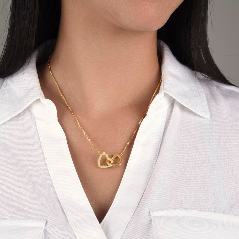 Interlocking Hearts Necklace, Gift to Granddaughter from Grandma - lion pink hearts - Valentine, Birthday, Graduation, Christmas, I Love You