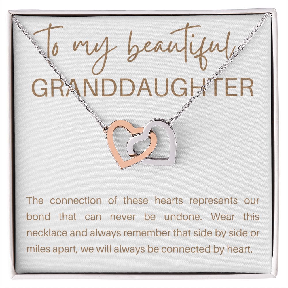 Interlocking Hearts Necklace, Gift to Granddaughter - Connection of Hearts - Birthday, Gradua