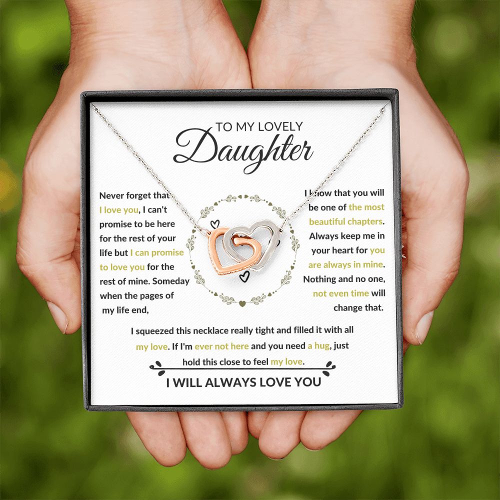 Interlocking Hearts Necklace, Gift to Daughter from Mom or Dad -