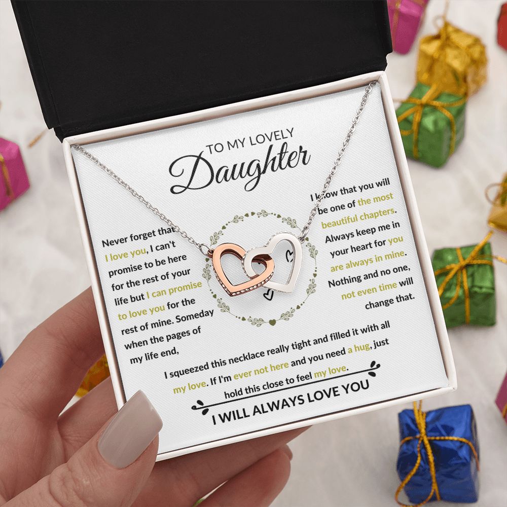 Interlocking Hearts Necklace, Gift to Daughter from Mom or Dad -