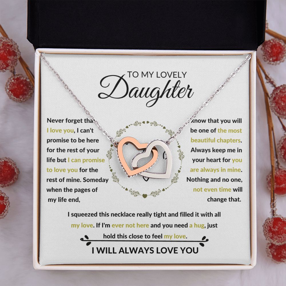 Interlocking Hearts Necklace, Gift to Daughter from Mom or Dad -