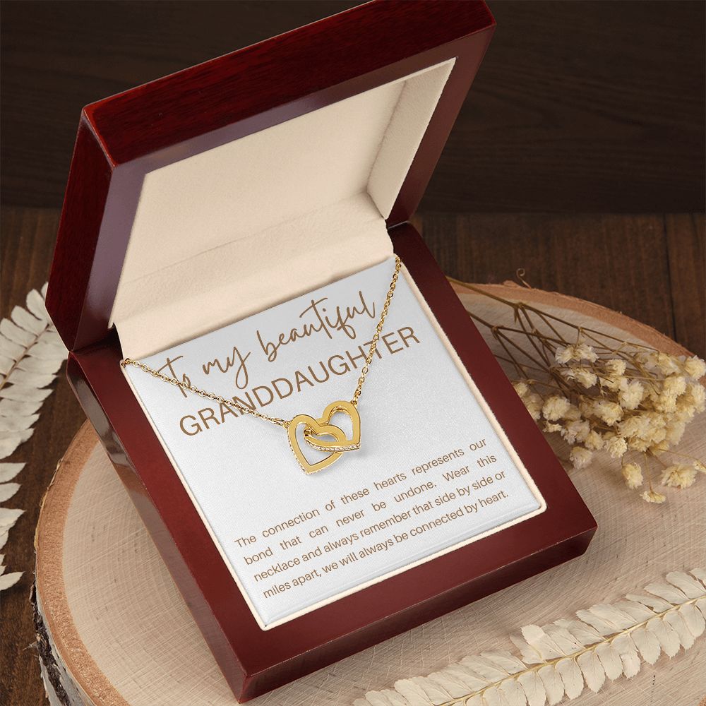 Interlocking Hearts Necklace, Gift to Granddaughter - Connection of Hearts - Birthday, Gradua