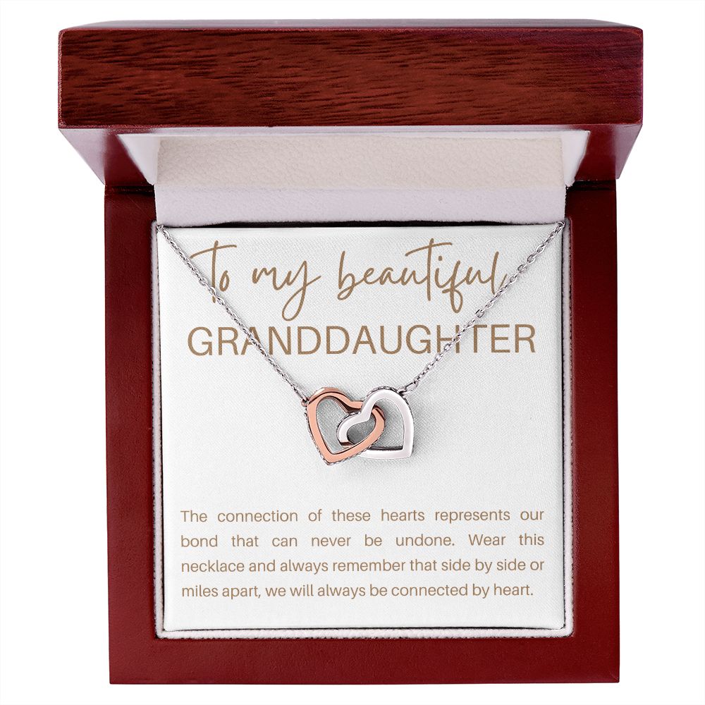 Interlocking Hearts Necklace, Gift to Granddaughter - Connection of Hearts - Birthday, Gradua