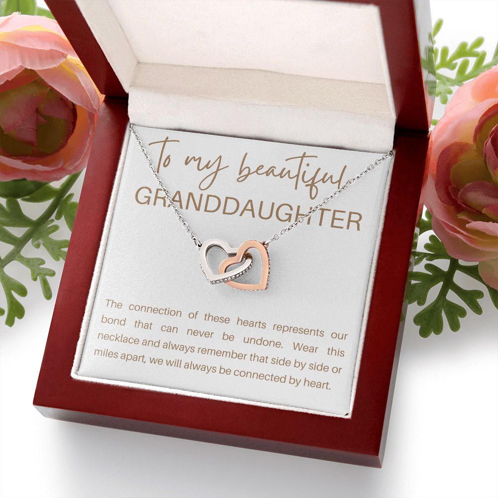 Interlocking Hearts Necklace, Gift to Granddaughter - Connection of Hearts - Birthday, Gradua