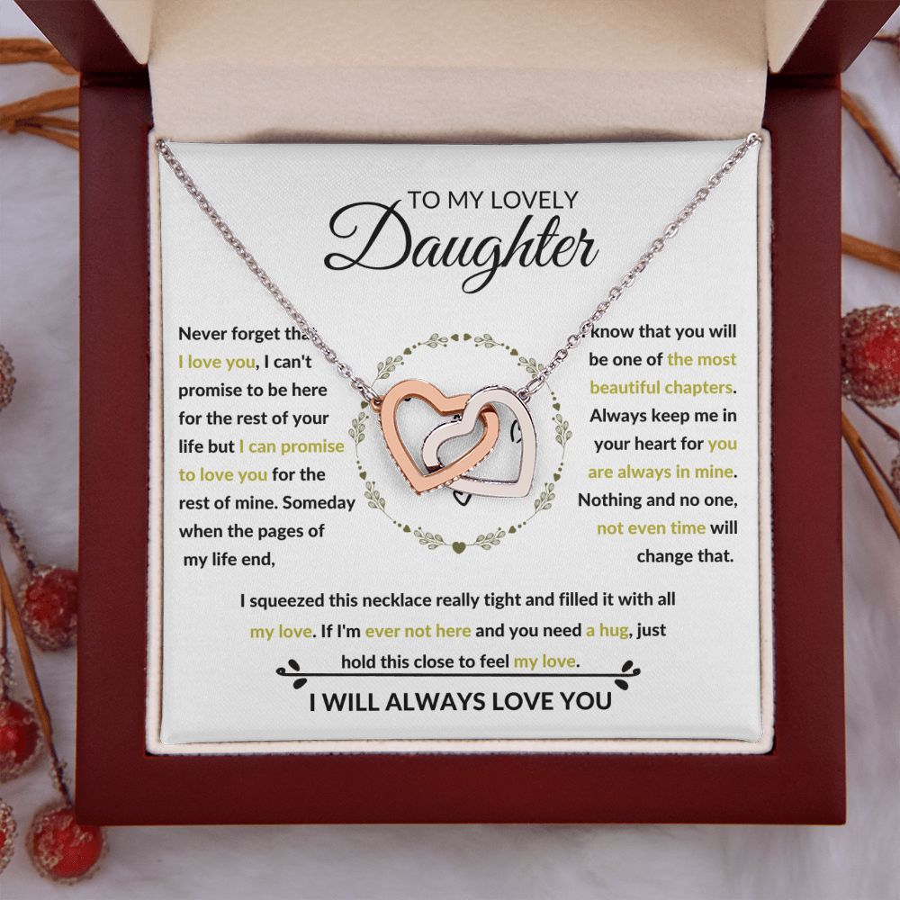 Interlocking Hearts Necklace, Gift to Daughter from Mom or Dad -