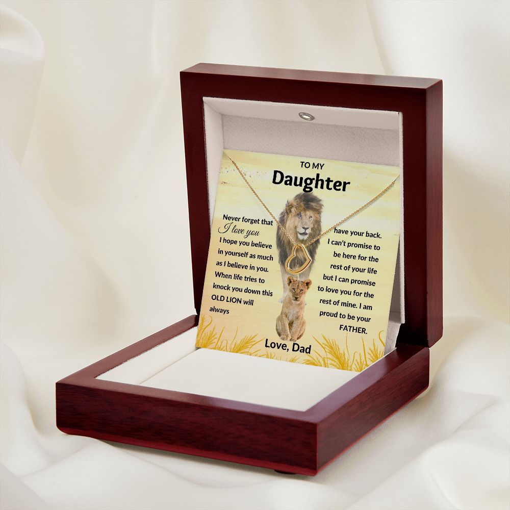 Delicate Heart Necklace, Gift to Daughter from Dad - Lion