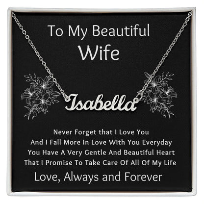 Custom Name Necklace, Gift to Wife - Black - Valentines, Birthday, Anniversary, Christmas
