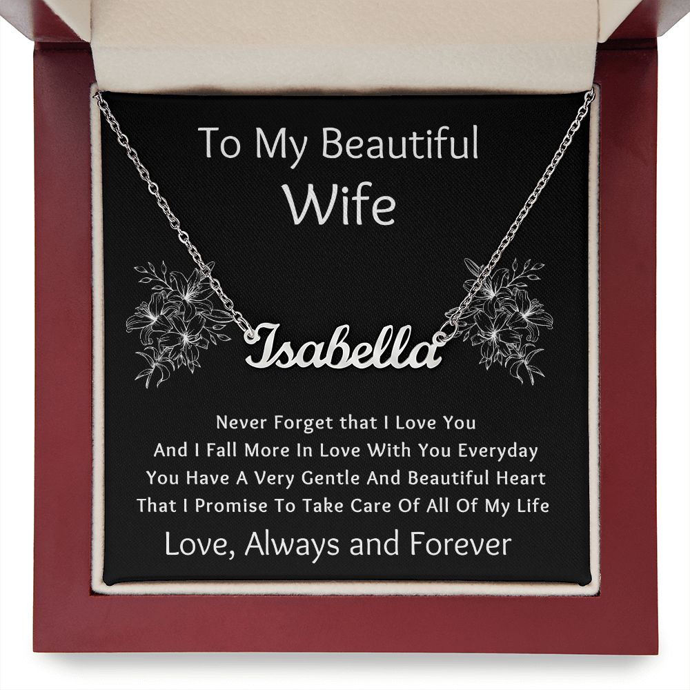 Custom Name Necklace, Gift to Wife - Black - Valentines, Birthday, Anniversary, Christmas