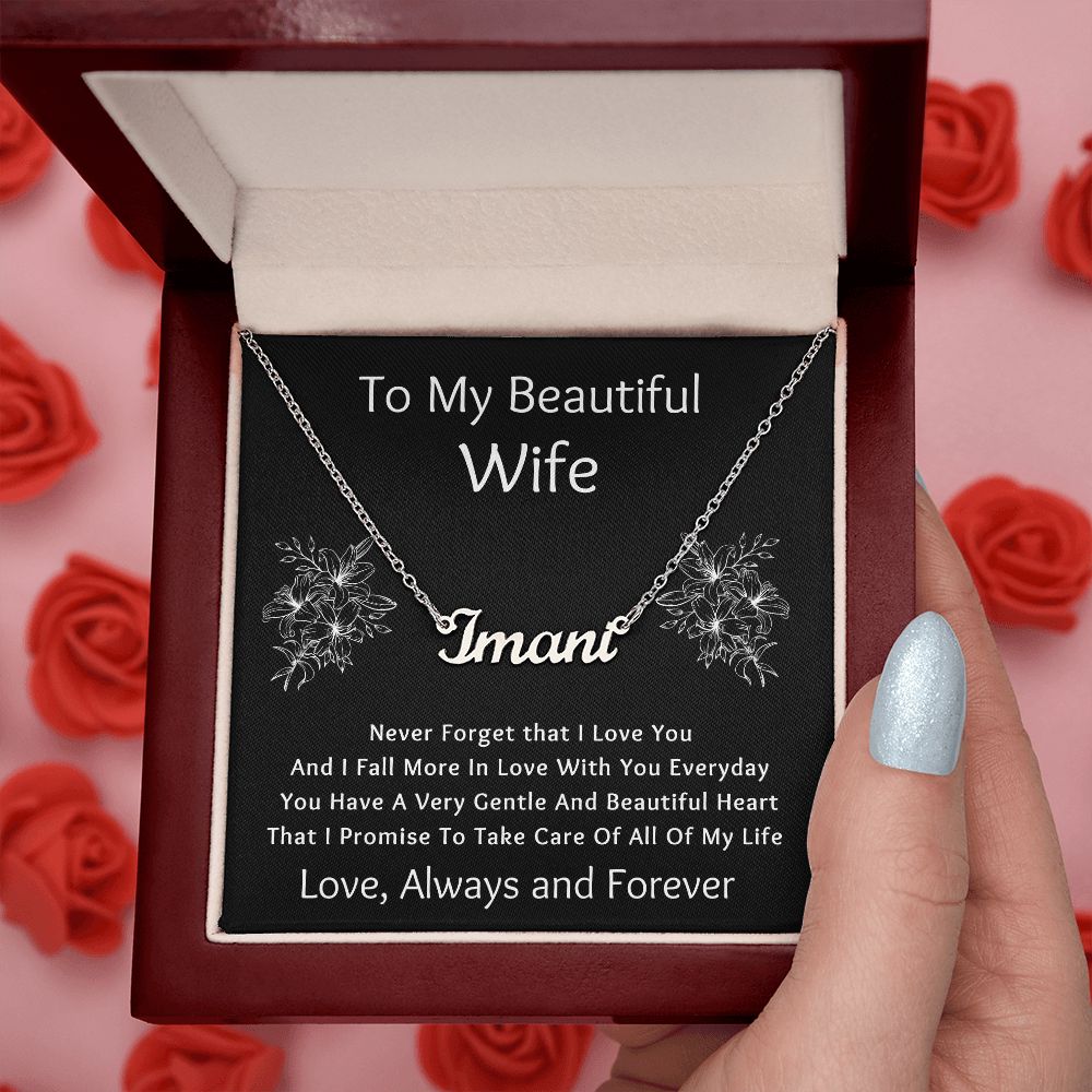Custom Name Necklace, Gift to Wife - Black - Valentines, Birthday, Anniversary, Christmas
