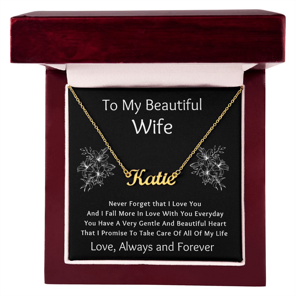 Custom Name Necklace, Gift to Wife - Black - Valentines, Birthday, Anniversary, Christmas