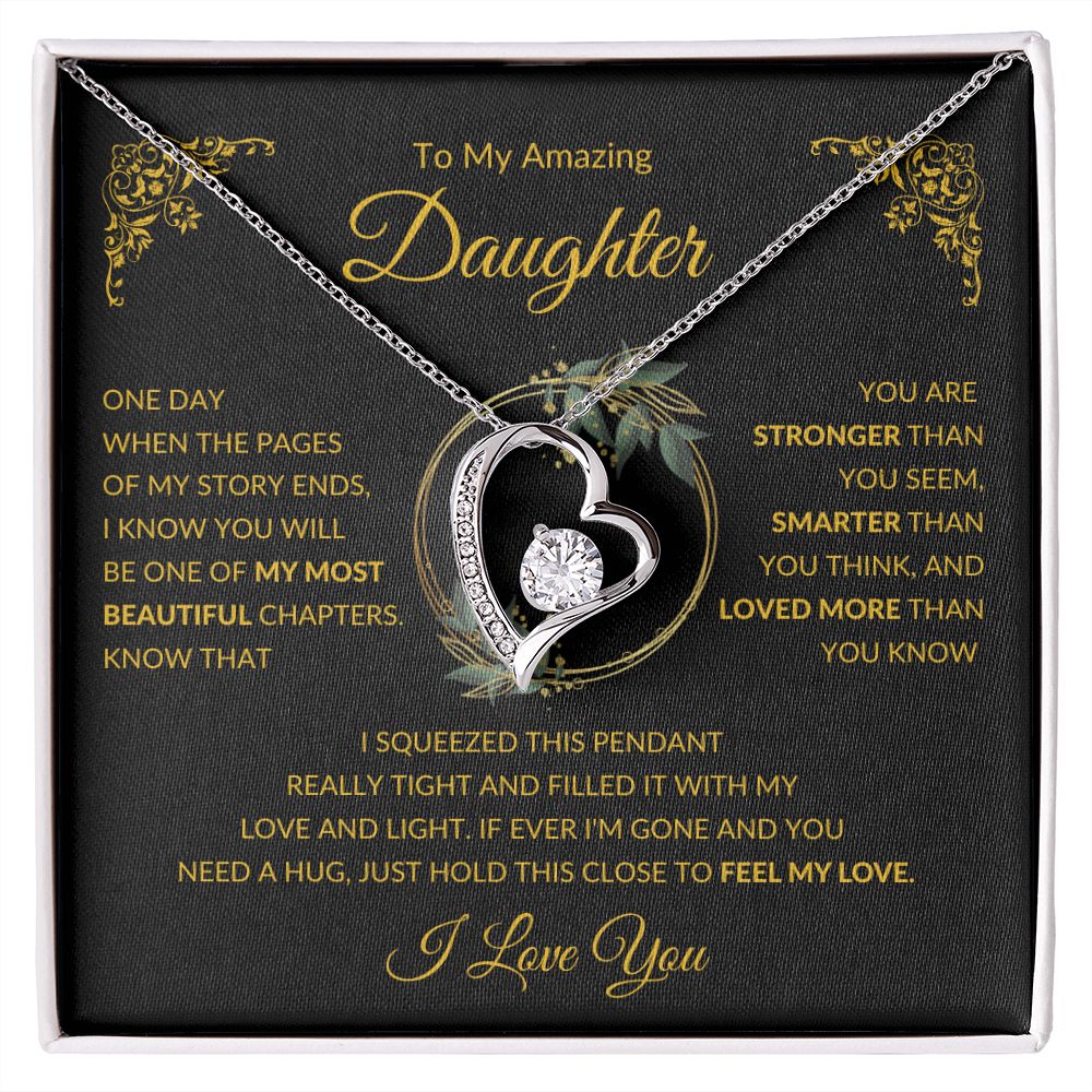Forever Love Heart Necklace, GIFT TO DAUGHTER from Mom or Dad - I Love You