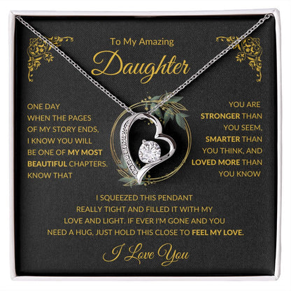 Forever Love Heart Necklace, GIFT TO DAUGHTER from Mom or Dad - I Love You