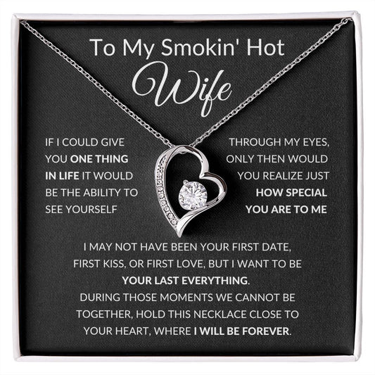 Forever Love Heart Necklace, Gift to Smokin Hot Wife - Black