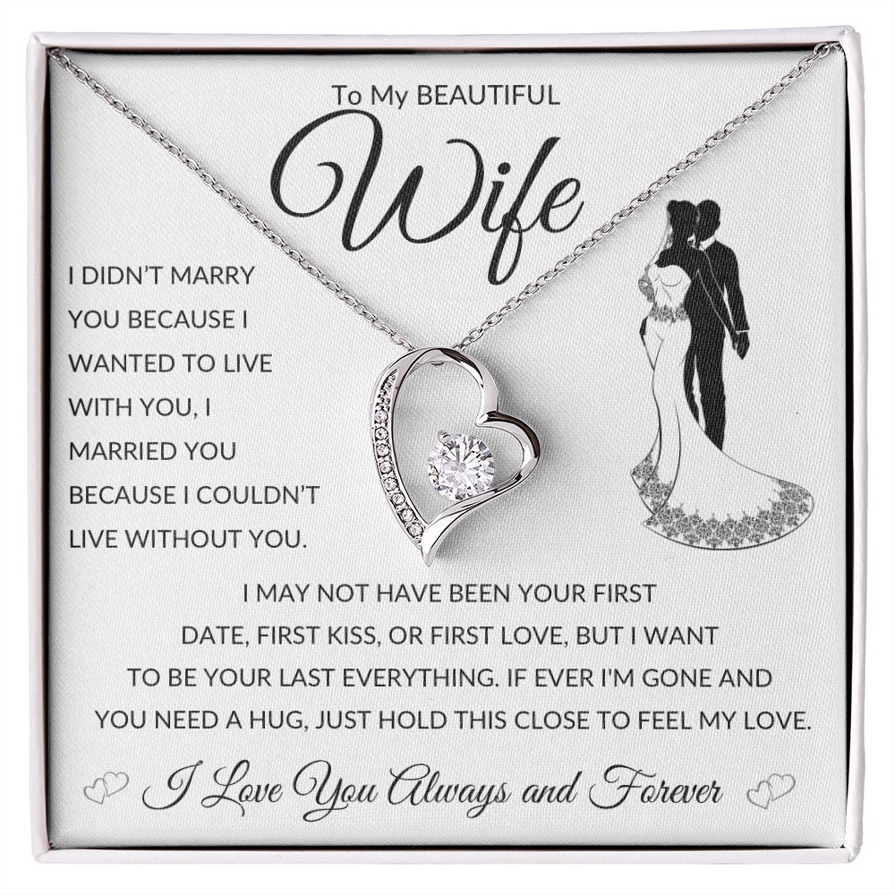 Forever Love Heart Necklace , GIFT TO WIFE - Can't Live Without You, Black Image