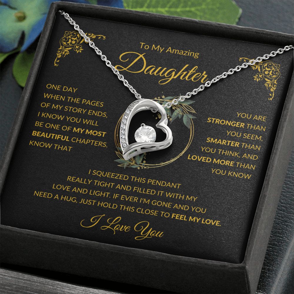 Forever Love Heart Necklace, GIFT TO DAUGHTER from Mom or Dad - I Love You