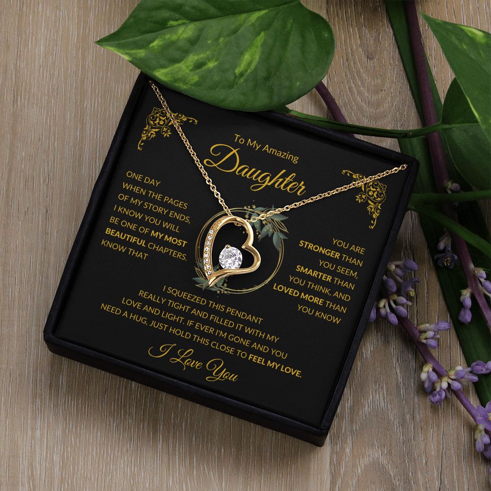 Forever Love Heart Necklace, GIFT TO DAUGHTER from Mom or Dad - I Love You