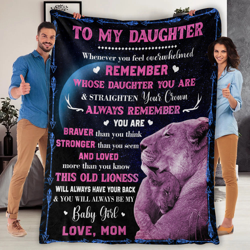 Daughter Lion Blanket from Mom - Pink