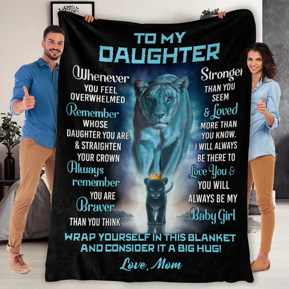 Daughter Lion Blanket from Mom (Turquoise / Black)- You Are Braver