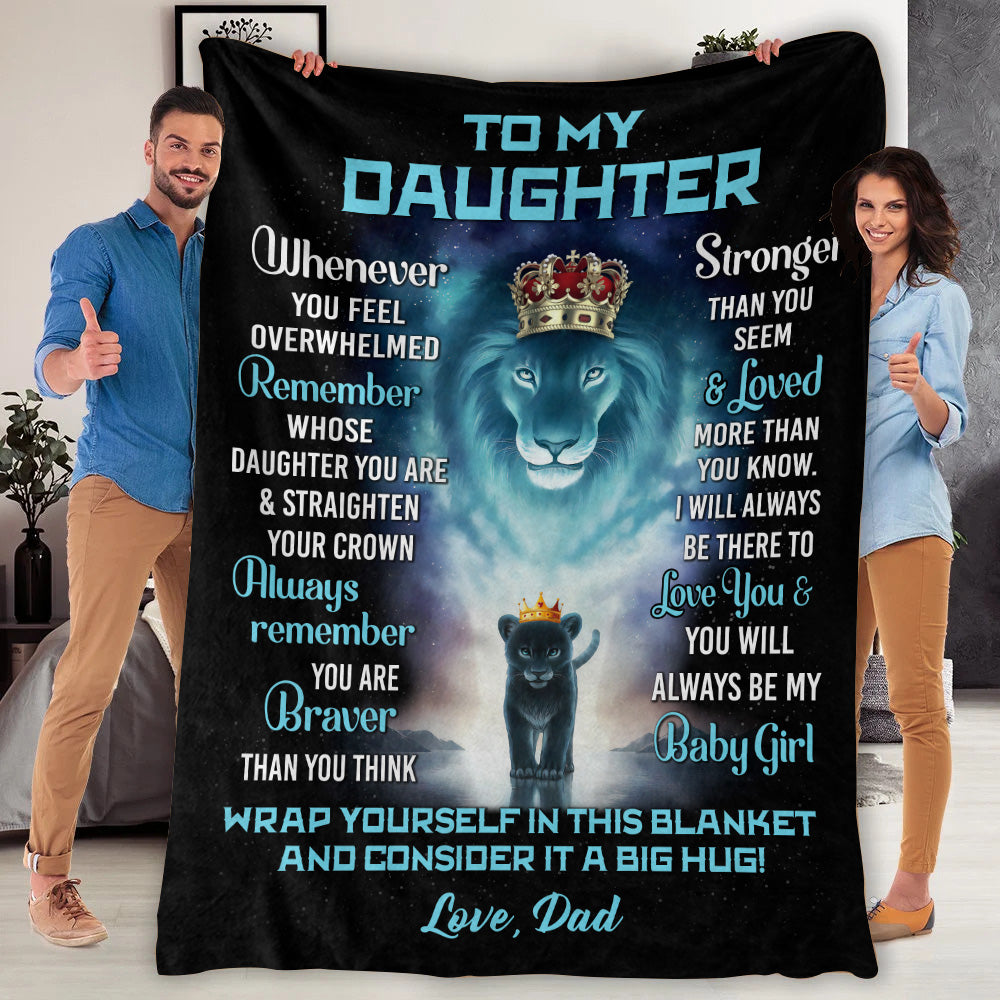 Daughter Lion Blanket - Turquoise / Black - You Are Braver