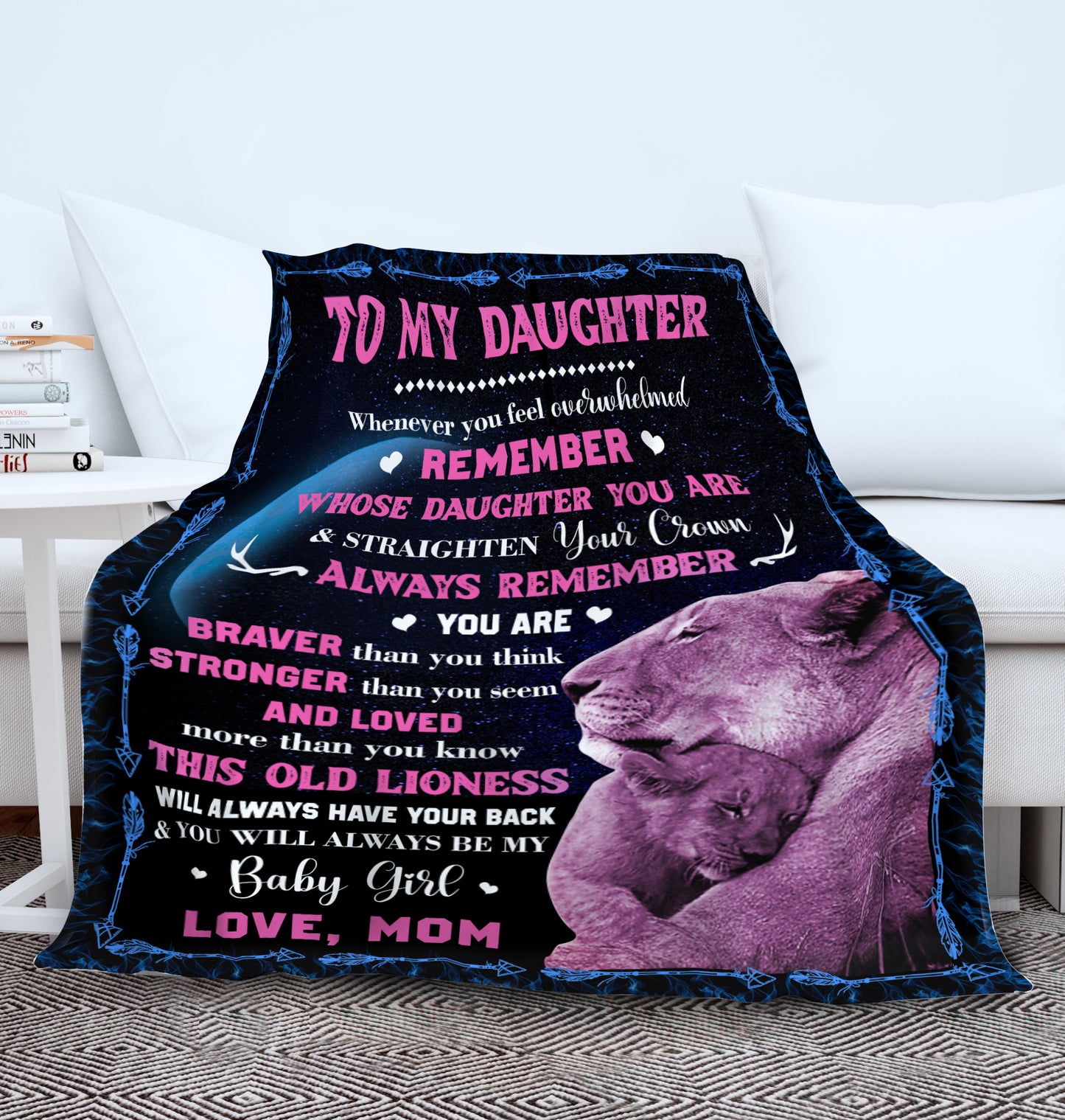 Daughter Lion Blanket from Mom - Pink